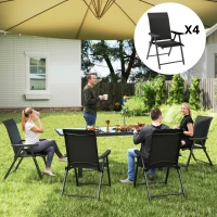 Outsunny Set of Four Folding Outdoor Chairs - Black(m-2)