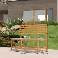 Outsunny 2-zits Tuinbank van Hout, Weerbestendige Zitbank, UV-Bestendige Tuinmeubelen met Omzetbare Rugleuningen 110x61x89cm, Teak(m-3)