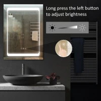 kleankin LED Illuminated Bathroom Mirror Cabinet with LED Lights, Wall-mounted Storage Organizer with Shelves, Touch Switch For Makeup Cosmetic(m-7)
