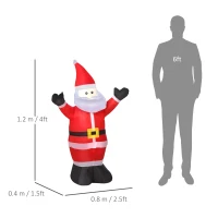 HOMCOM 4ft Inflatable Christmas Santa Claus Xmas Decoration 1 LED Holiday Air Blown Yard Outdoor Décor(m-3)