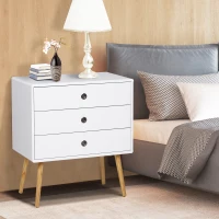 HOMCOM Commode meuble de rangement 3 tiroirs dim. 73L x 40l x 82H cm MDF blanc bois massif pin(m-2)