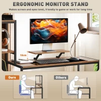 HOMCOM Computertafel met Monitorstandaard en 4-laags Rek, Industrieel Ontwerp, Bruin(m-7)