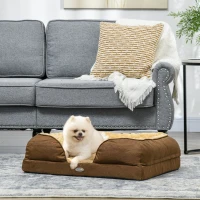 PawHut Calming Dog Bed Pet Mattress w/ Removable Cover, Anti-Slip Bottom, for Small Dogs, 70L x 50W x 18Hcm - Brown(m-10)