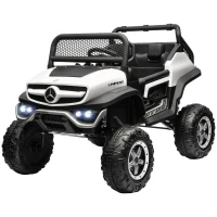 HOMCOM 12V Licensed Mercedes-Benz Unimog, Kids Electric Ride on Car, with Remote Control, Horn, Light, MP3 - White(m-11)
