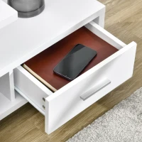 HOMCOM Mueble de TV para Televisor de hasta 45" Mesa de Salón Moderna con Estantes y Cajón 135x35x41,7 cm Blanco(m-8)