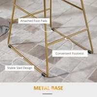 HOMCOM Set of 2 Bar Stools, Modern Counter Height Breakfast Bar Chairs with Wire Metal Frame for Kitchen, Dining Room, Gold(m-5)