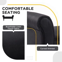 HOMCOM Small-sized Bed End Side Chaise Lounge Sofa Window Seat Arm Bench Wooden Leg Fabric Cover (Black)(m-4)
