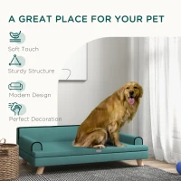 PawHut Dog Sofa, with Wooden Legs, Water-Resistant Fabric, for Medium & Large Dogs - Green(m-7)