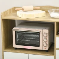 HOMCOM Meuble de rangement buffet de cuisine pour micro-ondes avec placards tiroir 85 x 40 x 88,5 cm naturel et blanc(m-7)