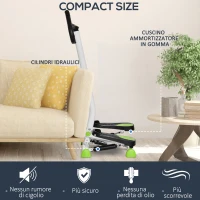 HOMCOM Stepper con Manubrio, Pedali Antiscivolo e Monitor LCD, in Acciaio e ABS, 55x44x108 cm, Bianco Nero e Verde(m-5)