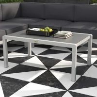 Outsunny Five-Piece Aluminium Garden Sofa Set, with Glass-Top Table - Grey(m-8)