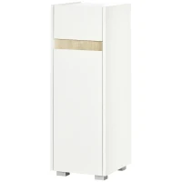 kleankin Mobiletto Bagno con Cassetto e Armadietto con Mensola Regolabile in Legno 30x33x88cm, Bianco(m-10)