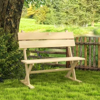 Outsunny 2 Seater Wooden Garden Bench, Fir Wood Outdoor Bench, Garden Loveseat with Slatted Seat, Sloping Back and Wide Feet for Patio, Park, Natural Wood Finish(m-9)