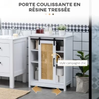 kleankin Ensemble de Meuble murale de salle de bain et Meuble de salle de bain sur pied - porte coulissante à galandage(m-4)