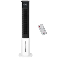 HOMCOM Portable Air Cooler, 6L Tank Humidifier Evaporative Ice Cooling Fan Water Conditioner Unit with 3 Modes, 3 Speed, Remote, Timer, Oscillating for Home Bedroom, White(m-16)