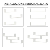 HOMCOM Set 3 Mensole da Parete Portaoggetti in Legno, 80x18x18 cm, Bianco(m-4)