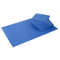 HOMCOM Tapis en Mousse de Protection Sol Tapis de Fitness 62 cm x 62 cm x 1 cm avec Bordures Tapis Puzzle 25 pièces 9,3 m² de Surface Bleu(m-10)