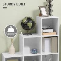 HOMCOM 3-tier Step 6 Cubes Storage Unit Particle Board Cabinet Bookcase Organiser Home Office Shelves - White(m-5)