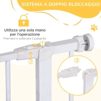 PawHut Cancelletto di Sicurezza per Animali Allargabile Facile Installazione con Supporti a Pressione Acciaio Resistente con  una Finitura Verniciata a Polvere Bianco 76x76-82cm(m-4)