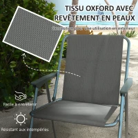 Outsunny Lot de 4 chaises pliantes de jardin camping plage avec accoudoirs, tissu Oxford, gris(m-5)