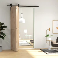 HOMCOM 5ft Bi-Folding Sliding Barn Door Hardware Kit - Black(m-8)