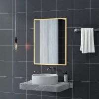 HOMCOM Miroir mural rectangulaire 90 x 70 cm, cadre en bois, idéal pour la salle de bain, salon ou chambre, naturel(m-7)