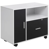 HOMCOM Multi-Compartment Office Storage Cabinet, with File Hangers - Black/White(m-1)