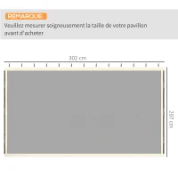 Outsunny Moustiquaires pour tonnelle barnum pavillon de jardin 3 x 3 m - lot de 4 moustiquaires zippées + crochets d'attaches - polyester nylon(m-3)