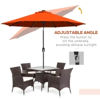 Outsunny 2.7m Outdoor Patio Garden Umbrella Parasol with Tilt Crank and 24 LEDs Lights, Orange(m-5)