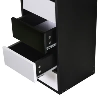 HOMCOM Coiffeuse d'angle design contemporain table de maquillage multi-rangements 5 tiroirs 3 étagères 3 miroirs noir blanc(m-5)