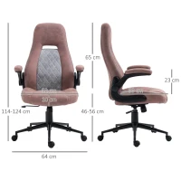 Vinsetto Sedia da Ufficio Ergonomica con Altezza Regolabile, Braccioli Ribaltabili e 5 Ruote, 67x70x114-124 cm(m-3)