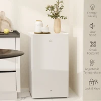 HOMCOM 91L Freestanding Under-Counter Fridge with Lock - White(m-8)