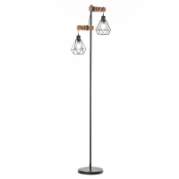 HOMCOM Lampadaire Design Industriel 40 W Max. Double Suspension métal Filaire Hauteur réglable Noir(m-1)