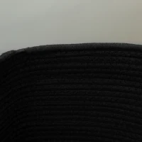 HOMCOM Cesto Portabiancheria da 36L Portatile e Pieghevole con Manici in Cotone Naturale, Ø38x45 cm, Nero(m-9)