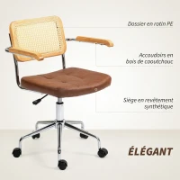 HOMCOM Chaise de bureau fauteuil de bureau fonction basculante hauteur réglable assise pivotante 60l x 55,5P x 82-90H cm marron(m-4)