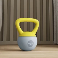 SPORTNOW 4KG Soft Kettlebell, Kettle Bell with Non-Slip Handle for Home Gym, Weight Lifting, Strength Training, Yellow/Grey(m-7)