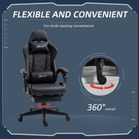 Vinsetto Computer Gaming Chair with Footrest, Video Gaming Chair for Adults with 130° Reclining Back, Desk Chair with Lumbar Support and Adjustable Height, Black Red(m-6)
