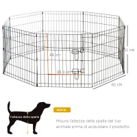 PawHut Recinto per Cani da Esterno, Box Gabbia per Cani Gatti Cuccioli Roditori Recinzione Rete 8 Pezzi 61 x 61cm Nero(m-3)