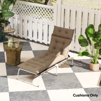 Outsunny Sun Lounger Cushions Only, 190x56x10cm Garden Lounge Chair Cushions, UPF20+ 220gsm Fabric, Thick Sunbed Replacement Pads with 6 Ties, Khaki(m-8)