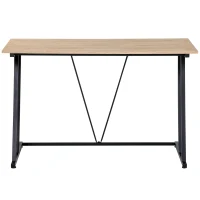 HOMCOM Escritorio Mesa de Ordenador 120x60x75 cm con Encimera de Madera y Patas de Metal Carga 30 kg Estilo Moderno para Oficina Estudio Dormitorio Natural y Negro(m-10)