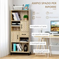 HOMCOM Scaffale Libreria da Parete con Ante e Cassetti in Legno, Design Moderno, 60 x 30 x 150cm(m-4)