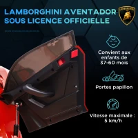 HOMCOM Voiture électrique pour enfants licence Lamborghini Aventador SVJ 12V avec portes papillon télécommande 3-5 KM/H rouge(m-4)