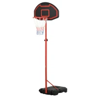 HOMCOM Aro de Baloncesto Altura Ajustable 194-249 cm con Ruedas y Base Rellenable para Adolescentes y Adultos Negro(m-10)