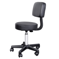 HOMCOM Sgabello con Schienale da Salone Sedia Girevole in Finta Pelle Altezza Regolabile Nero