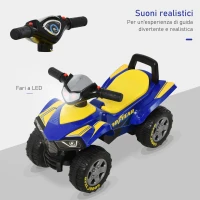 HOMCOM Quad Giocattolo per Bambini 18-36 Mesi con Licenza GOODYEAR con Luci e Suoni Realistici, Blu e Giallo, 60x31x42cm(m-4)