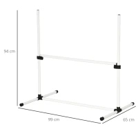 PawHut Set de Entrenamiento de Agilidad para Perros Mascotas 4 Piezas Obstáculos Vallas de Salto con Altura Ajustable y Bolsa de Transporte para Exteriores 99x65x94 cm Blanco(m-3)