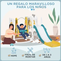 AIYAPLAY Tobogán Infantil 6 en 1 con Columpio y Tobogán Telescopio Aro de Baloncesto Espacio de Almacenamiento Multicolor(m-7)