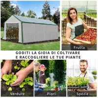 Outsunny Serra per Orto a Tunnel 6x3x2.4m Copertura in PE e Acciaio, Porta Avvolgibile e 8 Finestre(m-7)