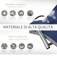 Outsunny Lettino Prendisole in Alluminio, Sedia Sdraio da Giardino in Textilene con Poggiatesta Rimovibile(m-6)