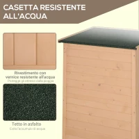 Outsunny Casetta da Giardino in Legno di Abete con Tetto Impermeabile e 2 Mensole, 75x56x115 cm(m-5)